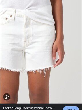 AGOLDE Parker Long Shorts – Panna Cotta White Denim – Raw Hem – Button Fly